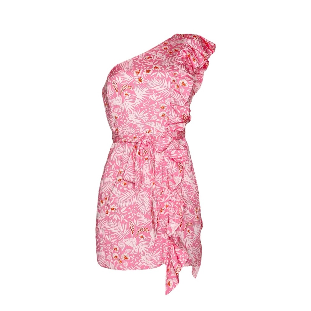 LOVERS + FRIENDS Seana One Shoulder Mini Dress, Sienna Tropical, Medium